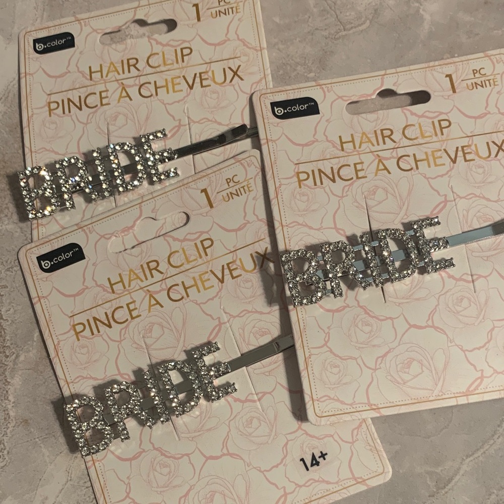 3 Silver Bride Hair Clips